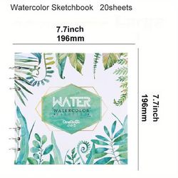 TEMU Watercolor Sketchbook - Watercolor Paper Sketch Book 20 Sheets,(300gsm) Heavyweight Paper | Loose-leaf Binding, Lay Flat Water Journal 2 Sizes Optional)