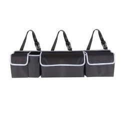 TEMU Universal Seat Back Organizer, Large Capacity 600d Oxford Fabric With Multiple Pockets, Polyester Fiber Material, Vehicle Storage Solution