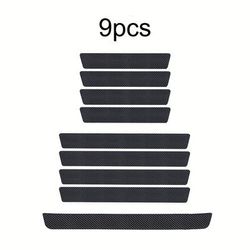 TEMU 9pcs Car Door Sill Protectors: Carbon Fiber Vinyl Wrap Stickers For Maximum Protection!