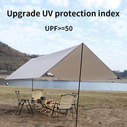TEMU 4-person Waterproof Uv Protection Portable Outdoor Canopy Tent - Beige Oxford Fabric, Ideal For Camping, Picnics, And , Beach Sun Protection | Neutral Tone Tent | Uv Protection Tent, Beach Tent