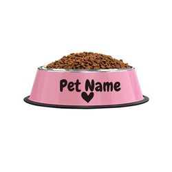 TEMU Customizable Stainless & Cat Bowl - Non-slip, Personalized Pet Food Dish With Of Name, Bone & Paw Print Designs For Easy Identification, Cat