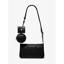 Michael Kors Jet Set Woven Logo Nylon Crossbody Bag with Case for Apple Airpods Pro® Black One Size