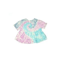 Short Sleeve Top Blue Tie-dye V Neck Tops - Kids Girl's Size Small