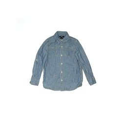 Gap Kids Outlet Long Sleeve Button Down Shirt: Blue Tops - Size 6