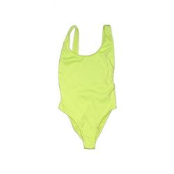 One Piece Swimsuit: Green Solid Swimwear - Women's Size 4