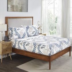 Caspian Collection 100% Microfiber Nautical Bedsheet Set by Better Trends in Blue (Size QUEEN)
