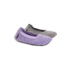 Women's Women'S 2 Pair Travel Ballerina Slippers Set by MUK LUKS in Grey (Size LARGE)