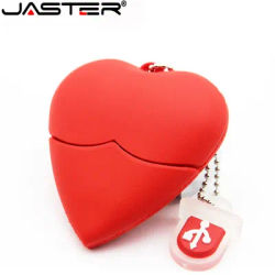 JASTER-Clé USB 2.0 en forme de cœur 4/8/16/32/64/128 Go lecteur flash collier