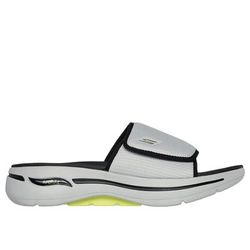 Skechers Men's GO WALK Arch Fit Sandal - Manta Ray Bay Sandals | Size 14.0 | Gray/Yellow | Textile/Synthetic | Vegan | Machine Washable