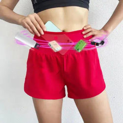 Short de Yoga Invisible à 5 poches pour femmes faux Short de course deux pièces taille haute