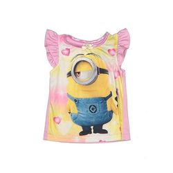 Despicable Me Short Sleeve Top Pink Keyhole Tops - Size 2Toddler