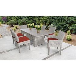 Coast Rectangular Outdoor Patio Dining Table w/ with 4 Armless Chairs and 2 Chairs w/ Arms in Terracotta - TK Classics Coast-Dtrec-Kit-4Adc2Dcc-Terracotta