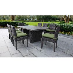 Venice Rectangular Outdoor Patio Dining Table w/ 8 Armless Chairs in Cilantro - TK Classics Venice-Dtrec-Kit-8C-Cilantro