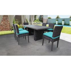 Venice Rectangular Outdoor Patio Dining Table w/ 6 Armless Chairs in Aruba - TK Classics Venice-Dtrec-Kit-6C-Aruba