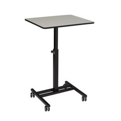 National Public Seating EDTC Mobile Student Desk w/ Adjustable Height - Black Steel Frame, Gray