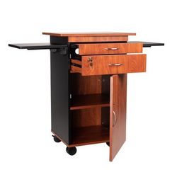 National Public Seating MMC 38" 5 Level Multimedia Workstation w/ Locking Drawer - Laminate, Black/Cherry, Brown