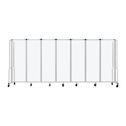 National Public Seating RDG6-7FA 164"L Portable Room Divider w/ 7 Frosted Acrylic Panels & Gray Frame - 6'H, Clear