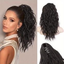 1 Pcs Claw Clip In Ponytail Extensions For Women Synthetic Long Wavy Fluffy Ponytail Hairpieces 18inch Hair Accessories