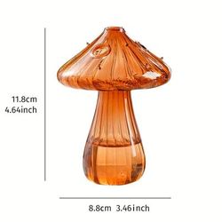 1pc Glass Colorful Mushroom Vase, Indoor Home Decor Hydroponic Flower Arrangement, Flower Arrangement Ornament Desktop Decoration, Room Decor, Home Decor