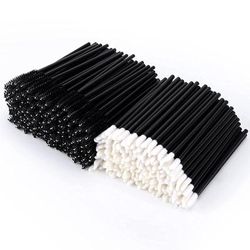 Oulu 100pcs Mascara Wands Lip Brusheseyelash Mascara Eyebrow Brushes Applicator Makeup Cosmetic Brush For Eyelash Extensions Mascara Use, Black And White