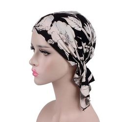 Colorful Floral Print Stretch Turban Hat Cancer Chemo Hat Hijab Sleeping Hair Accessories