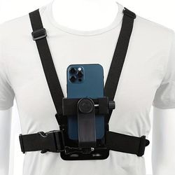Outdoor Universal Cell Phone Chest Mount Harness Strap Holder For Pov Video - Secure Mobile Phone Clip And Holder Bracket For Hands-free Convenience