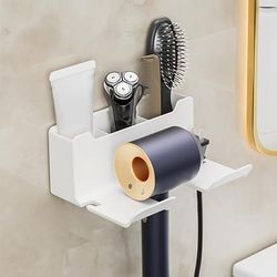 1pc Wall-mounted Hair Dryer Holder, Storage Rack, Hands-free Hair Dryer Hanger, Bathroom Hair Dryer Storage Rack