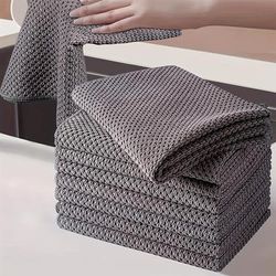 5/10pcs Dish Cloths, Waffle Square Plaid Dishwashing Towels, Cleaning Rags, Face Towels, Super Soft Water Absorption Quick Dry Scouring Pads, Kitchen Supplies