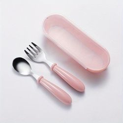 [customized] Personalized Any Name Children's Tableware Spoon And Fork Storage Box Set, Children's Tableware Set Easter Gift