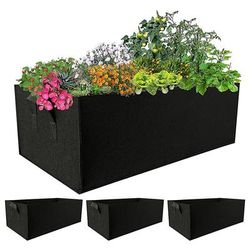 1pc Fabric Raised Garden Beds Plant Grow Bags For Vegetables Rectangle Non-woven Fabrics Aeration Planting Bags Planter Pot With Handles For Flowers Vegetables Plant