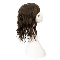 Curly Wavy Hair Topper Hairpieces With Bangs For Women Synthetic Curly Hairpiece Clip In Fluffy Topper Wig For Girl Natural Looking Wavy Wigs 14 Inch Hair Accessories