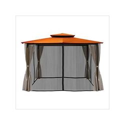 Paragon Outdoor 10 x 12 ft. Barcelona Soft Top Gazebo with Mosquito Netting and Privacy Panels (Rust Canopy)