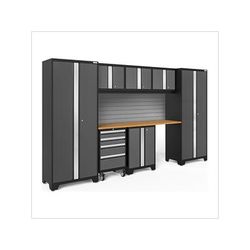 NewAge Garage Cabinets BOLD Series Grey 8-Piece Set with Bamboo Top and Backsplash
