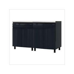 Contur Cabinet 5' Premium Karbon Black Garage Cabinet System with Stainless Steel Tops
