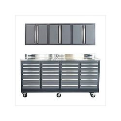 Dragonfire Tools 24-Drawer 7-Foot Heavy Duty Workbench with Casters and Wall Cabinets