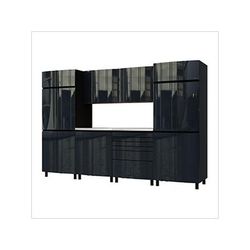 Contur Cabinet 10' Premium Karbon Black Garage Cabinet System with Stainless Steel Tops