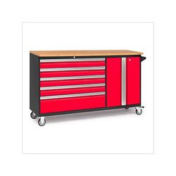 NewAge Garage Cabinets BOLD Red Project Center with Bamboo Top