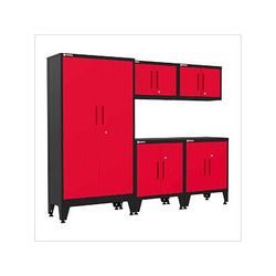 Armadillo Tough Red 5-Piece Garage Cabinet Set with Levelers