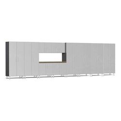 Ulti-MATE Garage Cabinets 11-Piece Garage Cabinet Kit with Bamboo Worktop in Stardust Silver Metallic