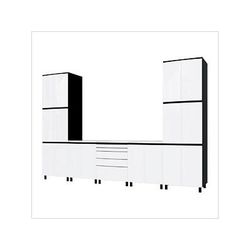 Contur Cabinet 12.5' Premium Alpine White Garage Cabinet System with Stainless Steel Tops