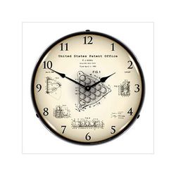 Collectable Sign and Clock 1966 Billiards Ball Rack Blueprint Backlit Wall Clock