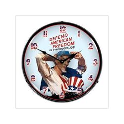 Collectable Sign and Clock Defend American Freedom Backlit Wall Clock