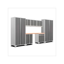 NewAge Garage Cabinets PRO Series Platinum 8-Piece Set with Bamboo Top