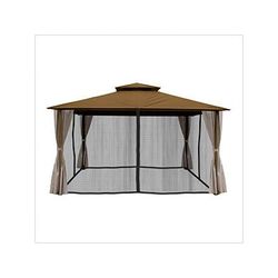 Paragon Outdoor 11 x 14 ft. Soft Top Gazebo with Mosquito Netting and Privacy Panels (Cocoa Sunbrella Canopy)