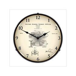 Collectable Sign and Clock 1920 H.A. Miller Race Car Patent Blueprint Backlit Wall Clock