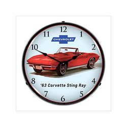 Collectable Sign and Clock 1963 Corvette Convertible Backlit Wall Clock