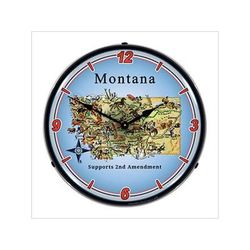 Collectable Sign and Clock Montana Supports the 2nd Amendment Backlit Wall Clock