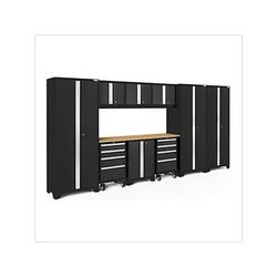 NewAge Garage Cabinets BOLD Series Black 10-Piece Set with Bamboo Top