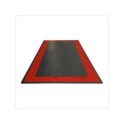 Speedway Tile Single Car Garage Floor Tile Mat / Pad (Black / Red)