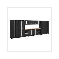NewAge Garage Cabinets BOLD Series Black 14-Piece Set with Bamboo Top